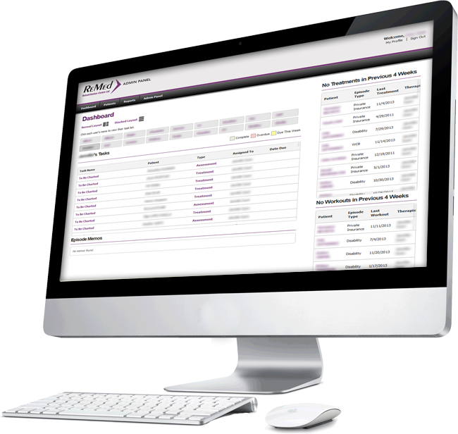 monitor showing the custom developed electronic medical record